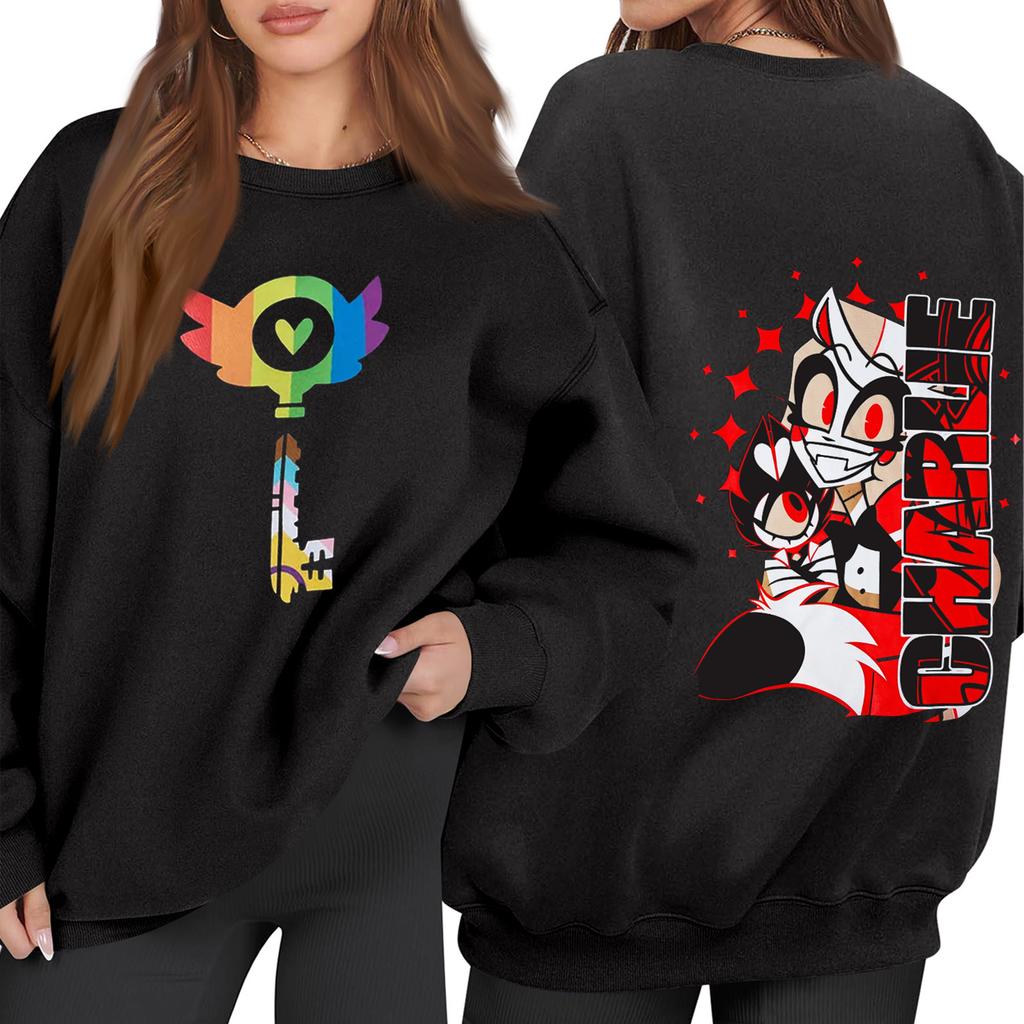 Women's Fashion Long Sleeve Print Round Neck Loose Pullover Sweater Top