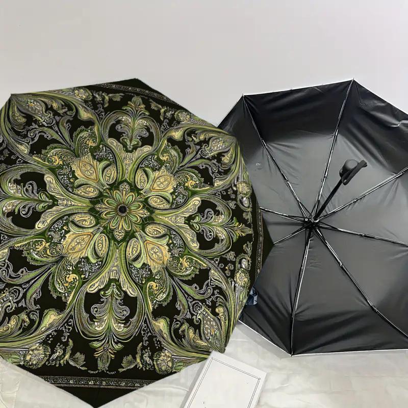 1PC Floral Pattern Umbrella-8-Rib Reinforced Portable Folding Travel Suitable for All Seasons Outdoor Daily Use Is an Ideal Choice -K0344