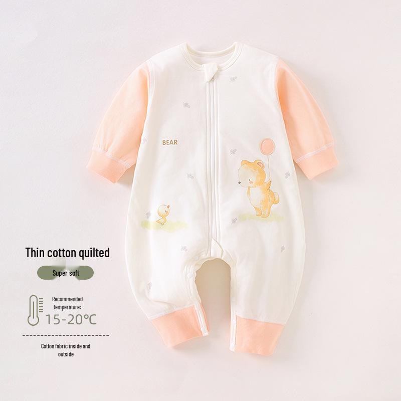 Cozy Cotton-Padded Newborn Sleeping Bag with Zipper - Anti-Kick Romper for Autumn/Winter