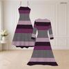 Women Plus Size Two Piece Outfit Printed Strappy Flared Dress And Long Sleeve Open Front Cardigan