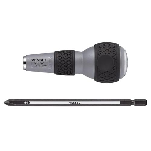 VESSEL Ball Grip Replacement Penetrating Driver +2 Bits 230W-2