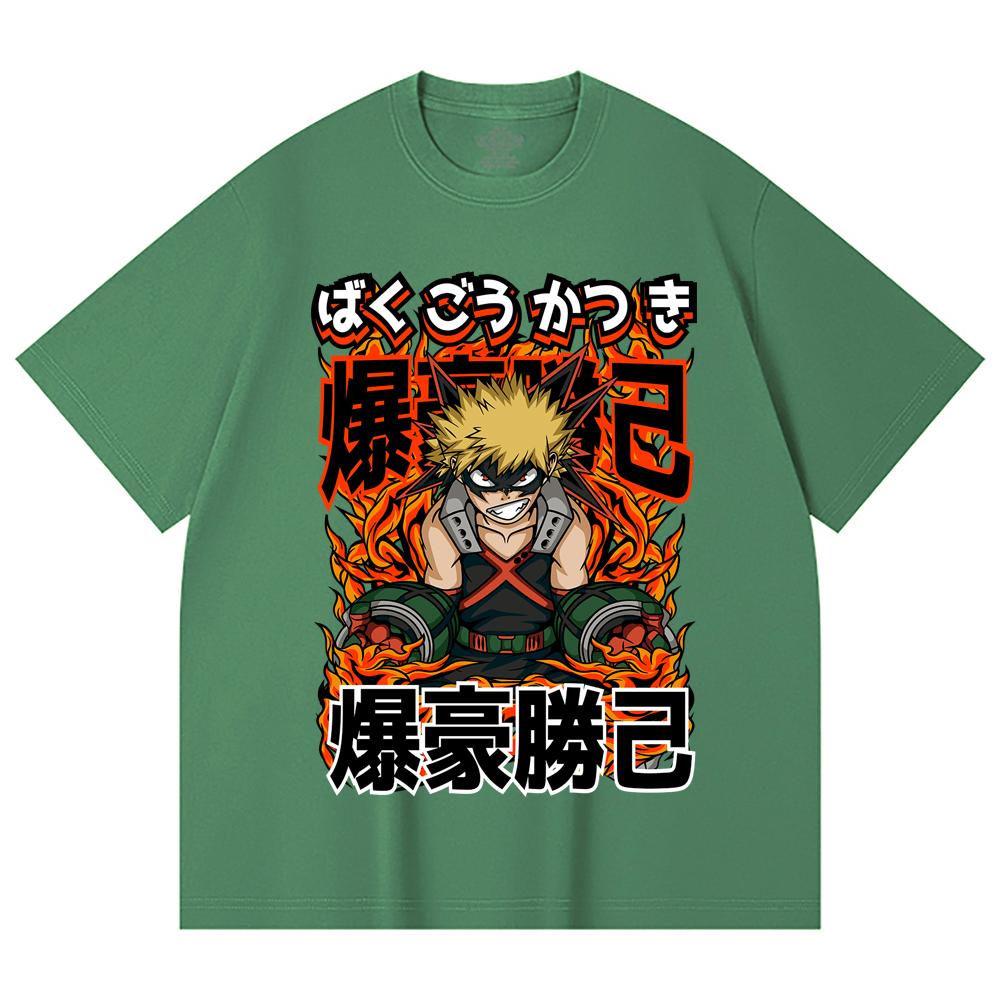 230 Gsm 100% Cotton My Hero Academia V13 Bakugo Print Unisex Heavy Cotton T Shirt