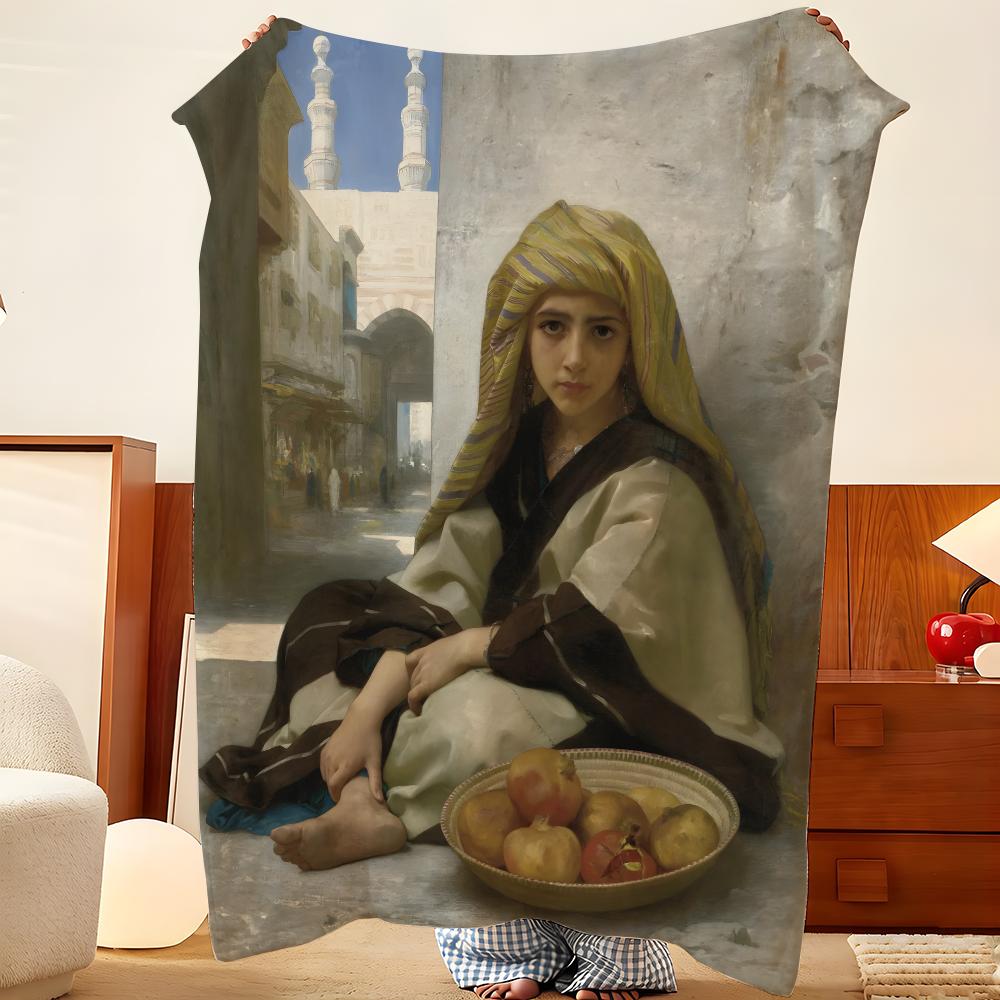Artist W-William A-Adolphe B-Bouguereau Throw Flannel Throw Blanket, Lightweight Cozy, Durable Washable cute Cool