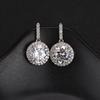 Light Luxury Round Zircon Drop Earrings for Women Ladies Fashion Temperament Silver Color Dangle Earrings Wedding Jewelry Gifts