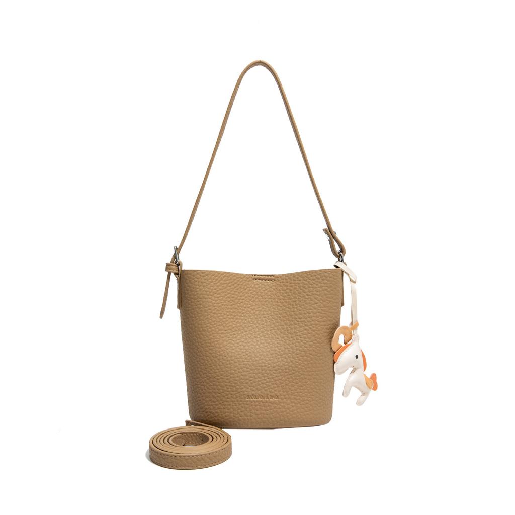 Retro Lychee Muster Pendler Bucket Bag Damen Trend Vielseitig Lässig Einfache Schulter Messenger Bag
