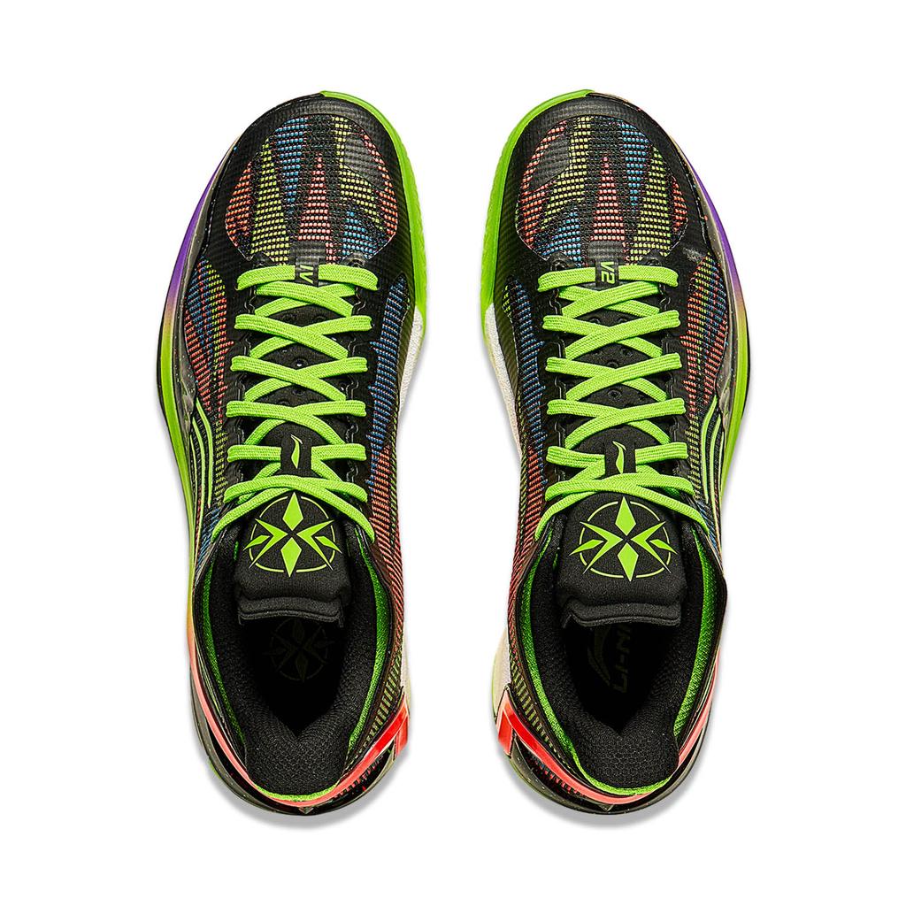 New LINING Blade 4V2 Basketball Shoes Men's Low Top Fluorescent Bright Grass Green/Neon Fruit Red ABAU037-11