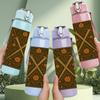 1PC Cross Wooden Texture Print 750ml Color Plastic Sports Water Bottle Leakproof Flip Straw Lid Suitable for Sports Office Home Use