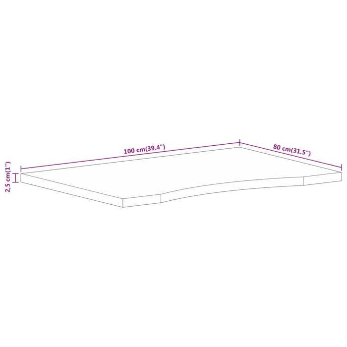 VidaXL Dessus de bureau avec courbe 100x80x2,5 cm manguier massif brut 370205