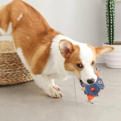 Brinquedo Dispensador de Comida para Cães Dispensador de Petiscos para Animais de Estimação Brinquedos de Roer para Cães Agressivos Raças Pequenas Médias Grandes Bola de Enriquecimento Com Som Para