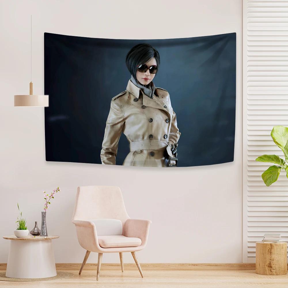Classic Horror Game Character Tapestry Ada Prints Home Decor Aesthetics Wall Hanging Bedroom Dormitory Backdrop Covering Banner