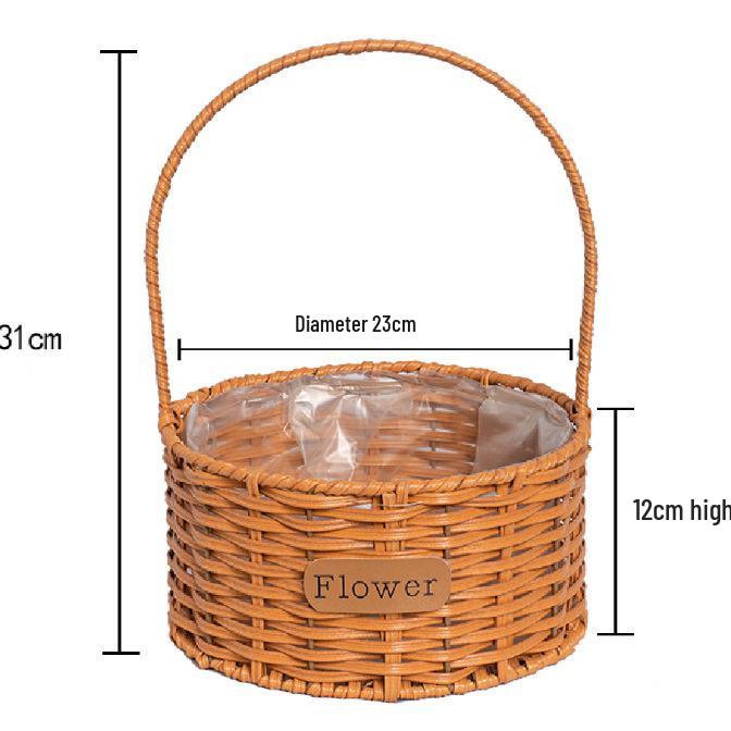 Handcrafted Bamboo and Rattan Flower Arrangement Basket for Flower Girls