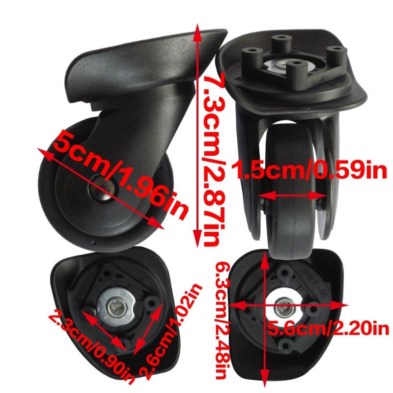 2Pcs Trolley Casters Replacement Heavy Duty Roller Wheel for Luggage Box Suitcase 360 Degree Swivel Kit SilentWheel