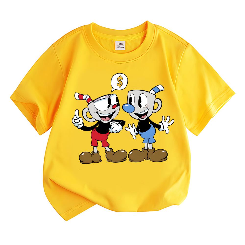Cuphead 2026 NEW Cartoon T-shirt Boys Girls Kids Clothing Tops Streetwear Manga/Comic Short Sleeves Sports Fashion Tees Toddler