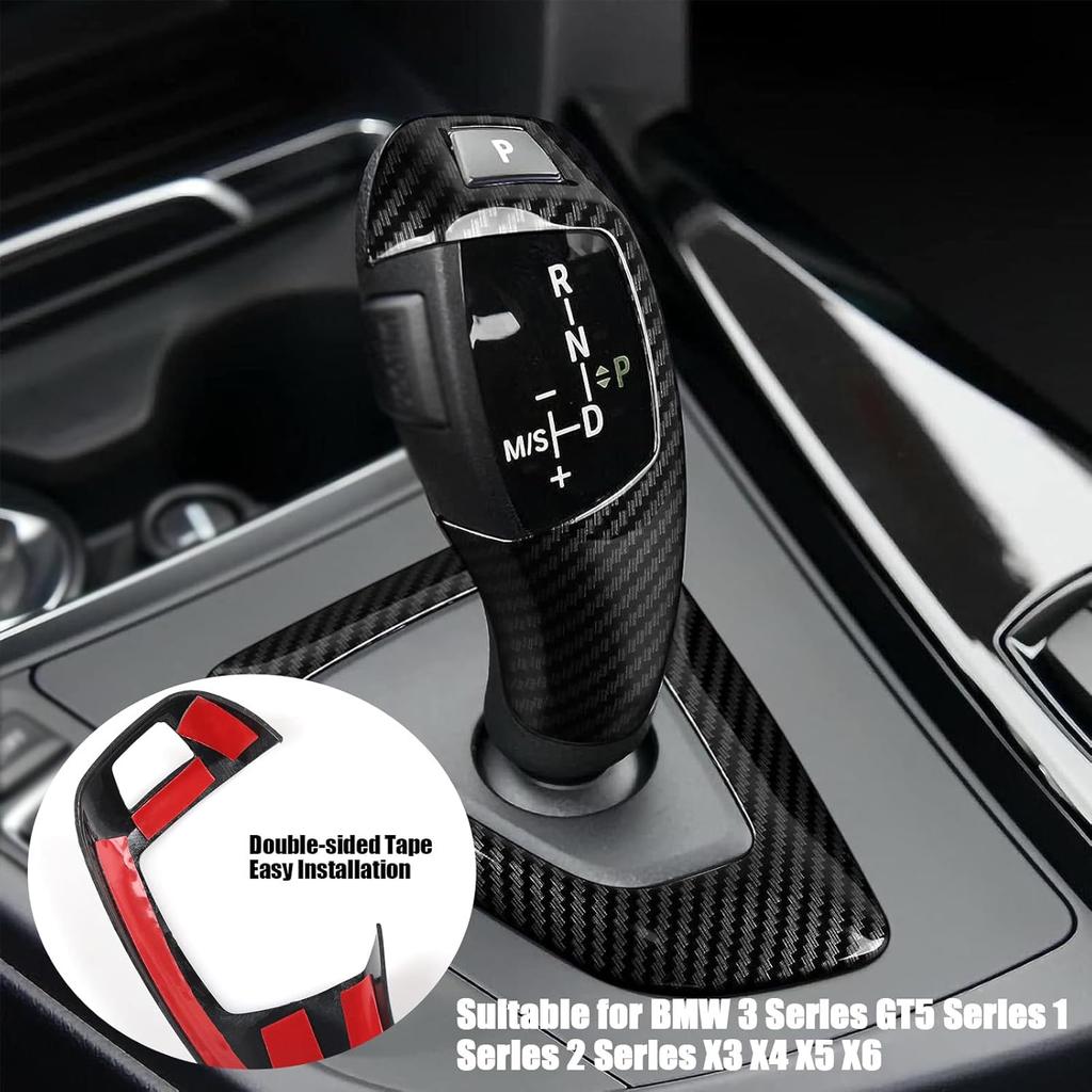 1 PC Car Gear Shift Head, ABS Carbon Fiber Pattern Shift Knob Cover Sticker, Replacement Decorative Accessories, for BMW 3 Series GT5 Series 1 Series