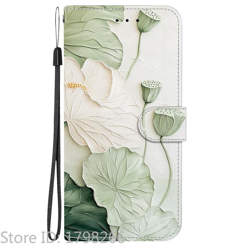 Elegante Portafoglio Colorato con Fiore Custodia per Telefono per Samsung Galaxy A27 5G SM-A276 A 27 Copertura in Pelle Flip Magnetica Carino Modello 3D Capa
