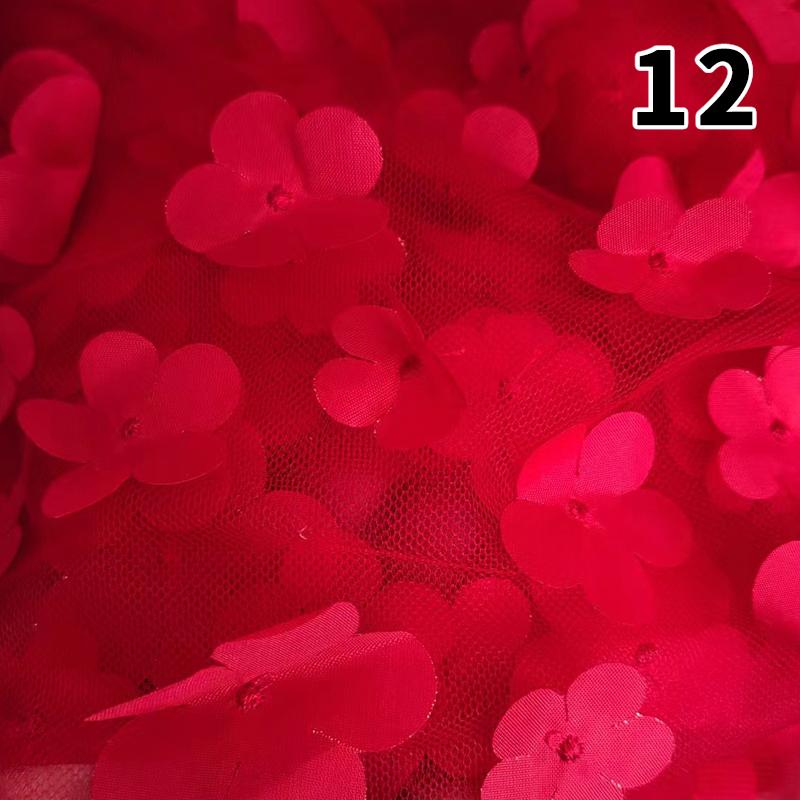 1 Yard DIY Handmade High Quality Lace Mesh Embroidery Sequin 3D Flower Tulle Fabric DIY Dress Bow Clothes Decor Crafts