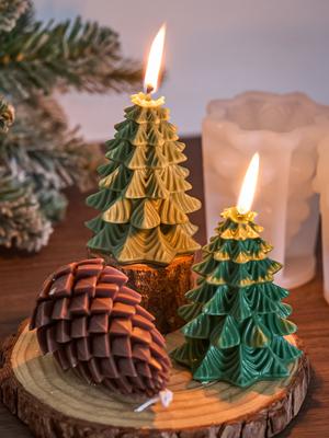 Neue Weihnachtsbaum-Silikon-Kerzenform DIY Handgemachte Seife 3D Kiefernzapfen Duftkerzenherstellung Zubehör Weihnachtsdekoration Geschenk