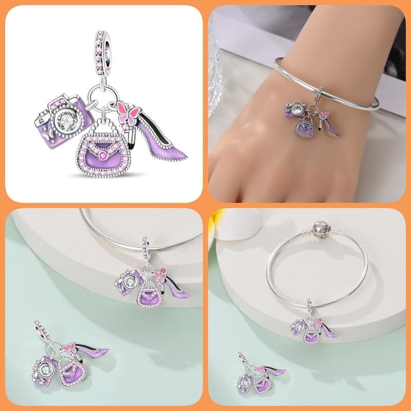 S925 Silver Princess Skirt Pumpkin Carriage Rose pendant bead Fit Bracelet DIY Jewelry Making For Women Gift