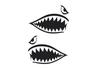 Cutting Sticker Shark Mouse Left & Right Set Matte Black 4.7 Inches (12 Cm)