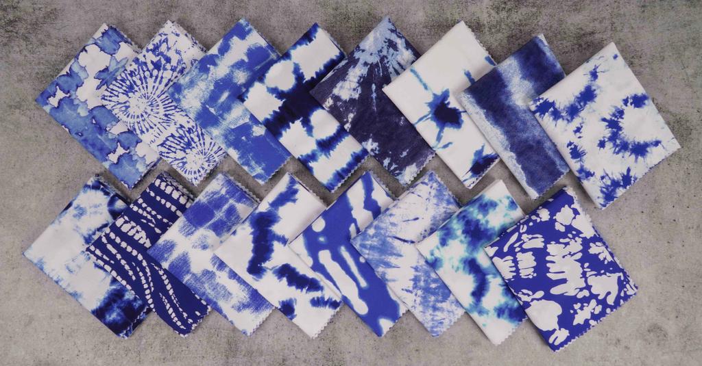 Soimoi 16 Pc Fat Quarter Bundle,  Shibori  Print 18"x 22"  DIY Patchwork-  100   Cotton  Pre-Cut Quilting Fabric Blue &