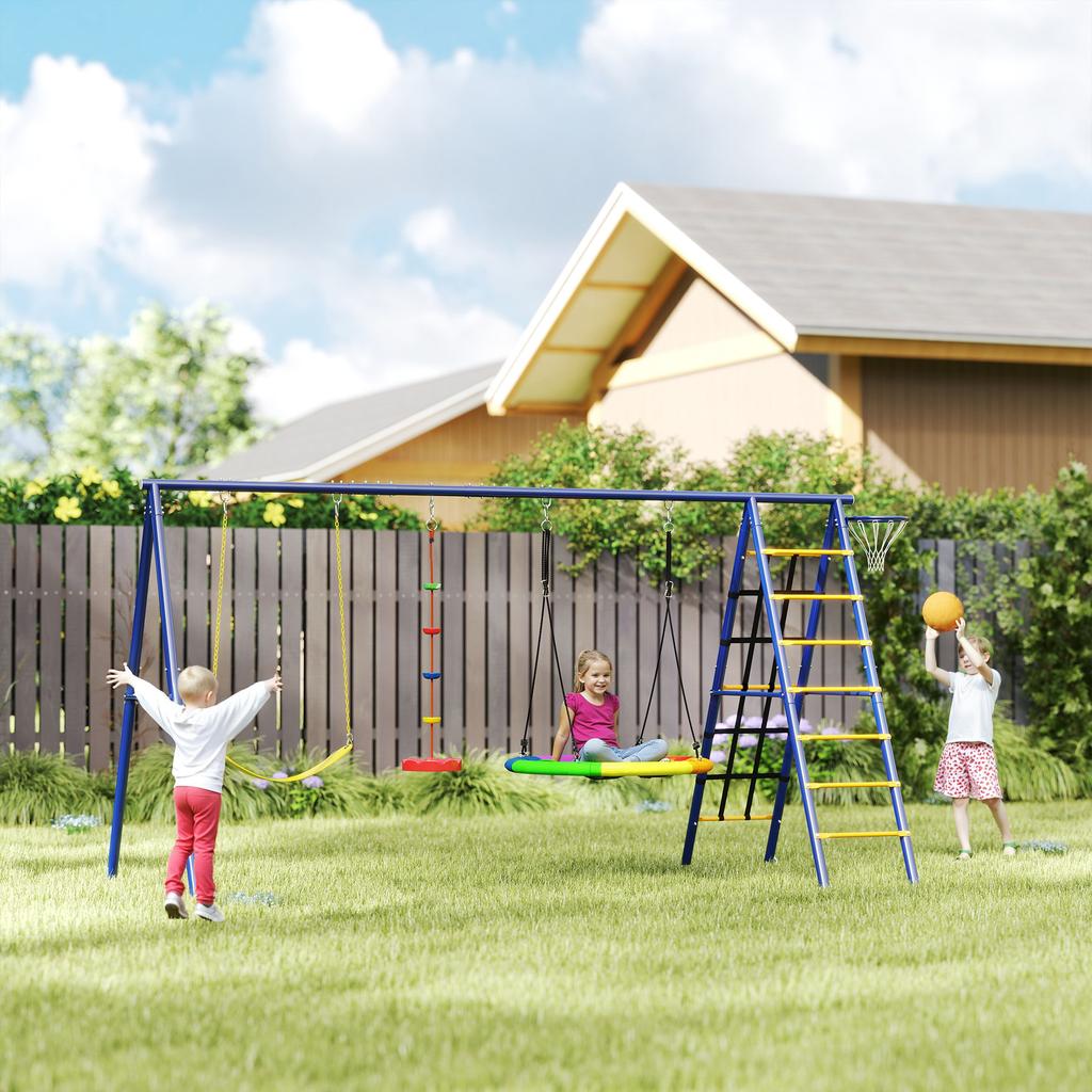 Children's Swing Set, Steel, 3-8 Years, 6-in-1 Design, Colorful