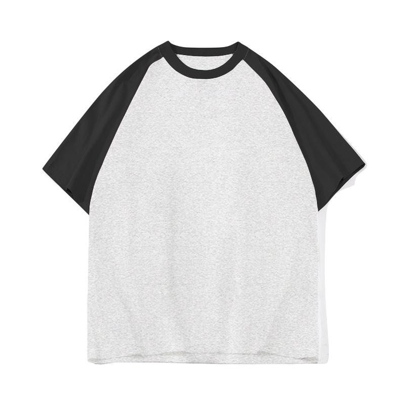 Unisex Pure Cotton Color Block Drop Shoulder T-shirt with Horn Sleeves and Round Neck