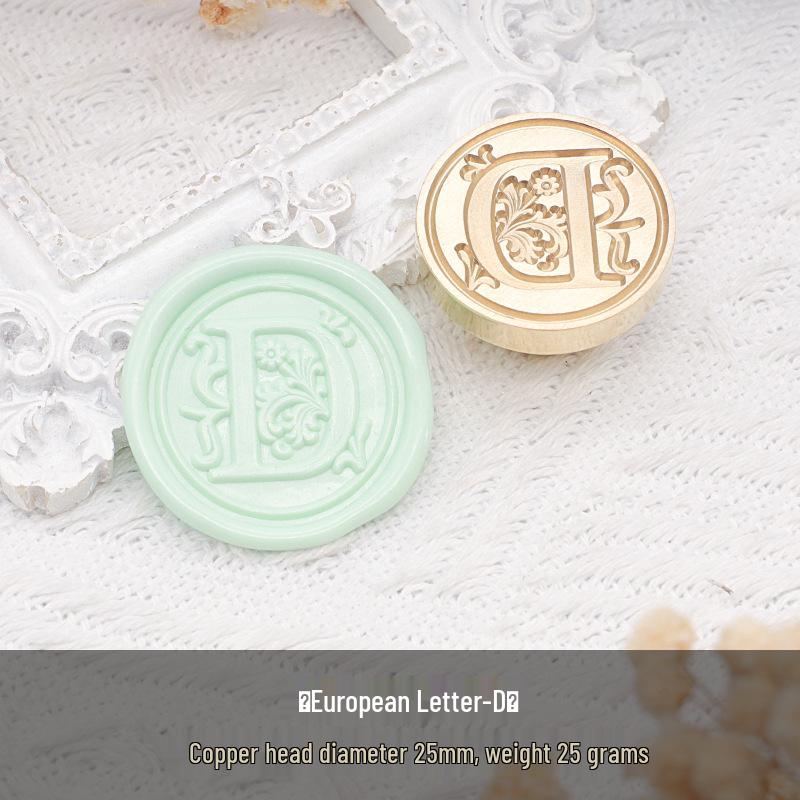 Wax Seal Stamp Head with 26 A-Z Letter Patterns - Retro Copper Design for Envelopes
