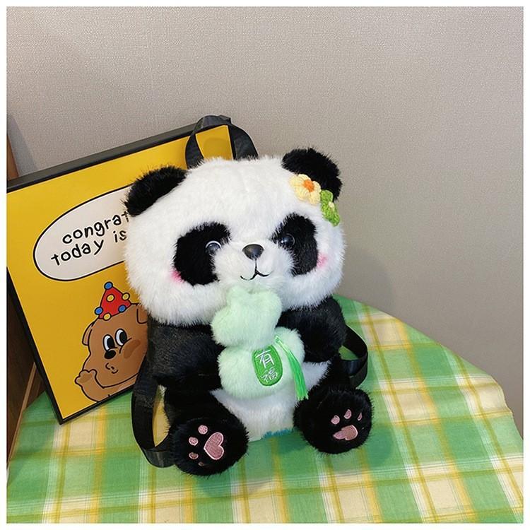 Plüsch-Rucksack mit Panda-Motiv für Mädchen, atmungsaktives Design und sicherer Reißverschluss für den täglichen Gebrauch