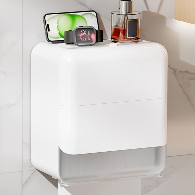 Bathroom Tissue Storage Box Large Capacity Plastic Waterproofed Design Wall Mounted For Bathrooms