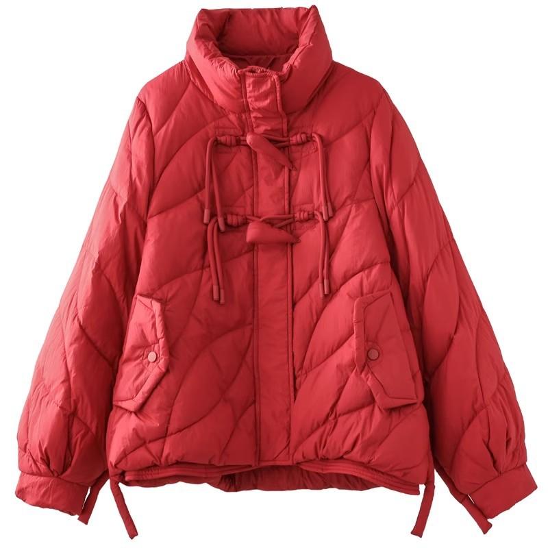 Corner buckle down jacket women's 2024 winter new light stand-up collar literary retro warm fashion coat tide