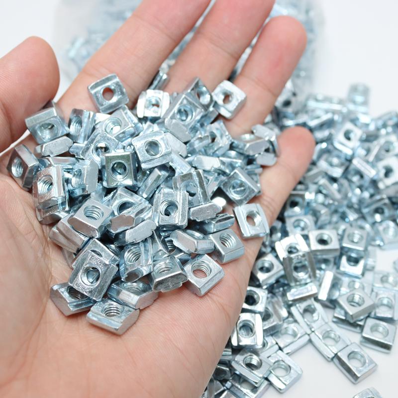 50/100pcs/lot T Block Square Nut M3 M4 M5 M6 M8 T-Track Sliding Hammer Nut for 20 30 40 45 Aluminum Profile Slot Connector Accessor