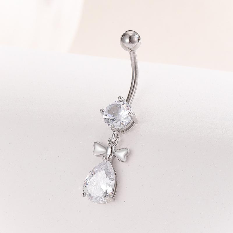 Fashion Zircon Butterfly Belly Button Rings Shiny Crystal Bow Navel Piercing For Women Girls Sexy Belly Ring Beach Jewelry Gifts