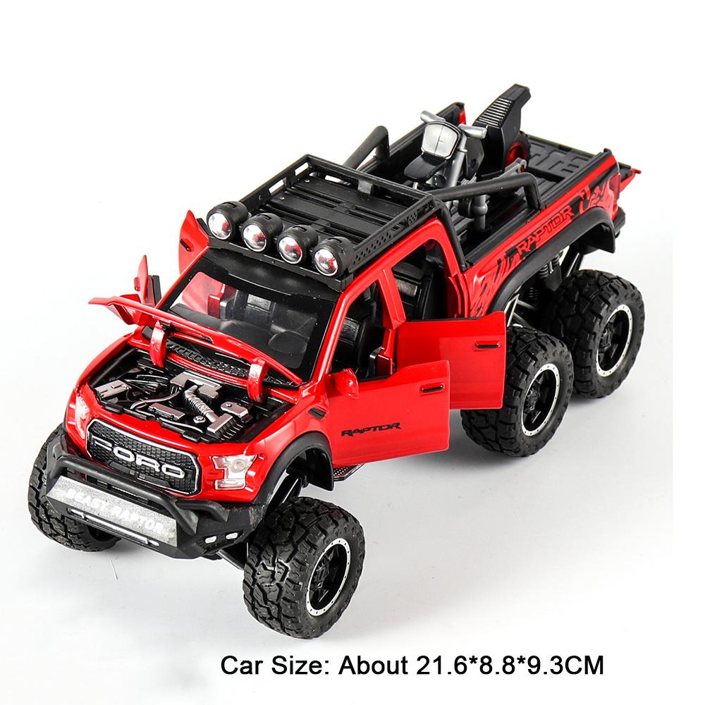 1:24 Mammoth F-150 Raptor Diecast Alloy Model Toy Car Doors Opened Sound Light Pull Back Miniature Vehice Adult Boy Fashion Gift