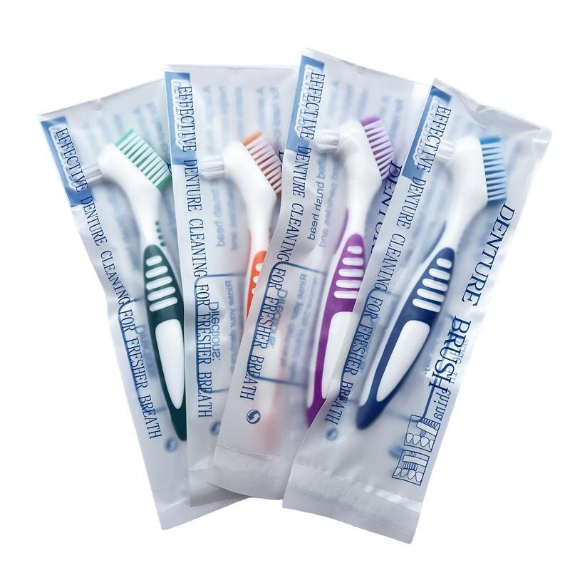 1pc Denture Toothbrush Cleaning Brush Dual Heads Gum Cleaner Invisible Braces Descaling Brush Multi-Layered Bristles False Oral Cleaning Tools