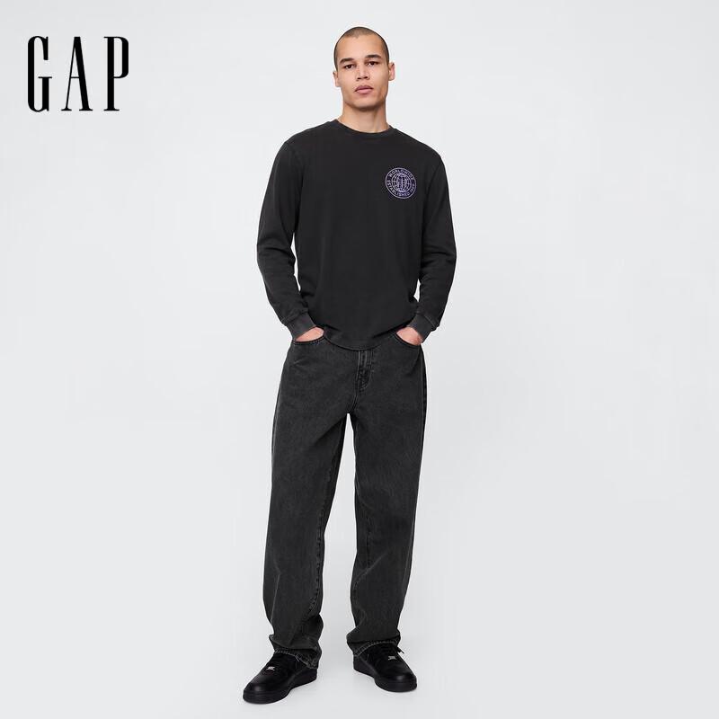 Gap Unisex 2025 Summer Cotton Letter Print Loose Fit Long Sleeve Sweatshirt