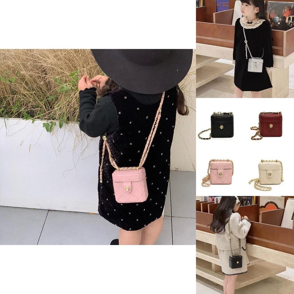 Stilvolle und trendige koreanische Mini-Box-Tasche für Kinder mit Ketten-Design in verschiedenen Farben