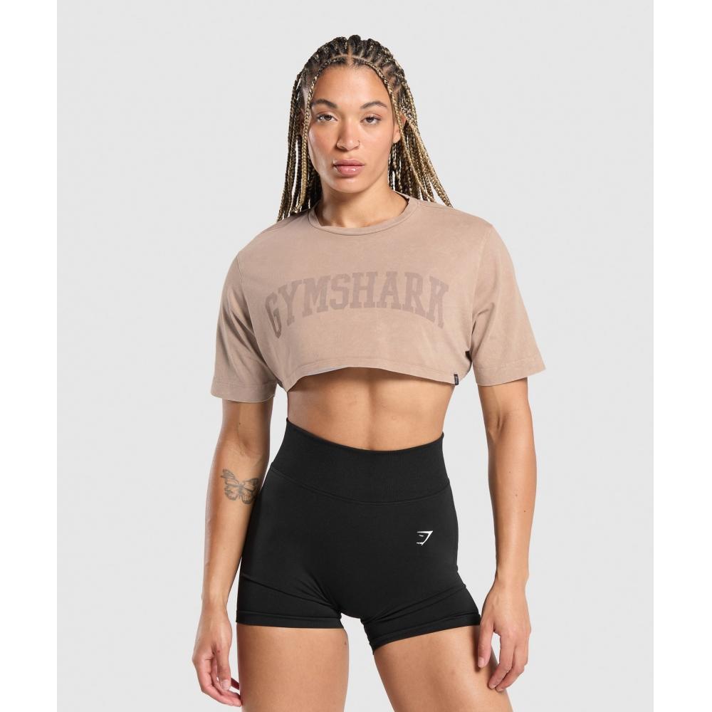 

Укороченный топ Gymshark Collegiate Shadow Washed Stone Pink B7a2c Kb8l XS