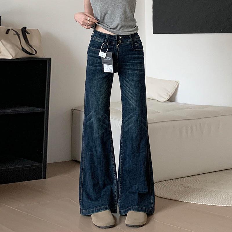 Women s American Retro Plus Size Petite Micro-Flare Jeans, Spring/Summer, Casual & Versatile, Low-Rise, Not Tight Fit M