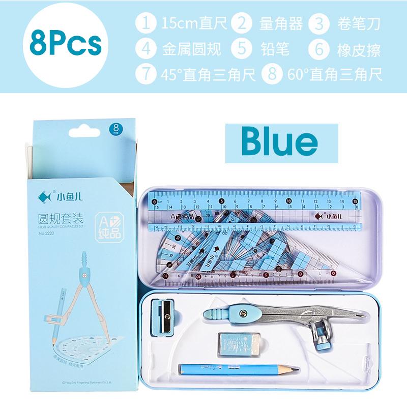 8 In1 Compass Ruler Set Mathematical Geometry Plate Stationery Math For Students Drawing Accessori 2220