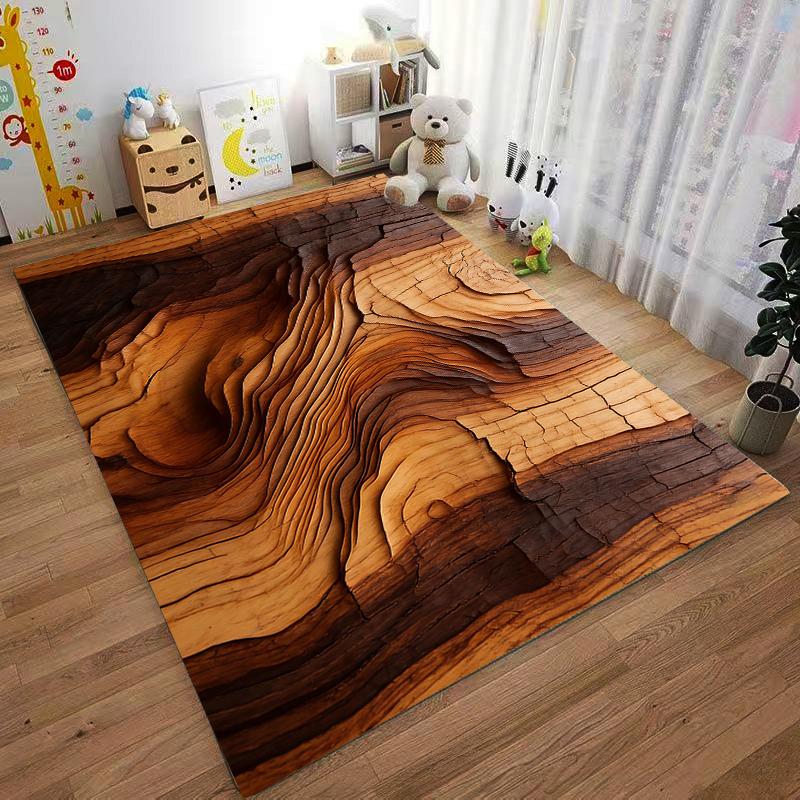 Realistic 3D Wooden Texture Pattern Carpet, Rustic Home Decor Rug Suitable for Use As an Anti-slip for Living Room Bedroom Sofas