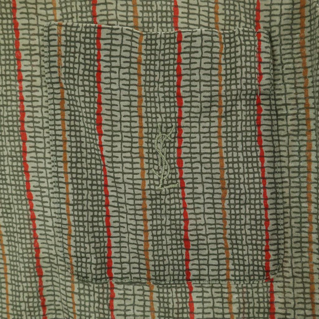 Yves Saint Laurent 90s Old Overall Handle Long Sleeve Half Button Shirt M Men's Used