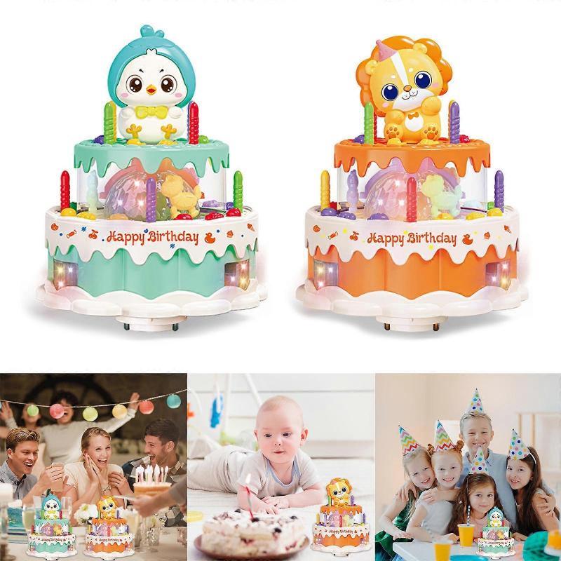 Funny Electric Cartoon Glowing Birthday Cake Toy with Sound for Kids Children Musical Singing Birthday Cake Toy for Kids