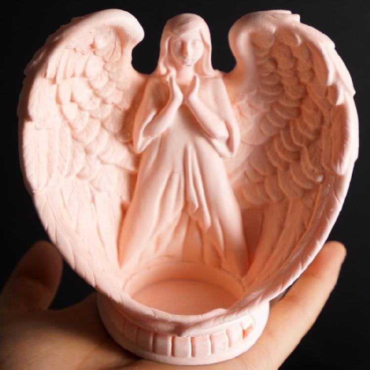 Candle Accessories Molds Candle Holder Mold Angel Shape Candle Bracket Mold Silicone Texture for Handmade Candlestick