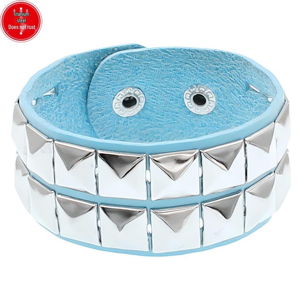 European & American Punk Street Style Rivet Leather Couple Bracelet for Nightclubs