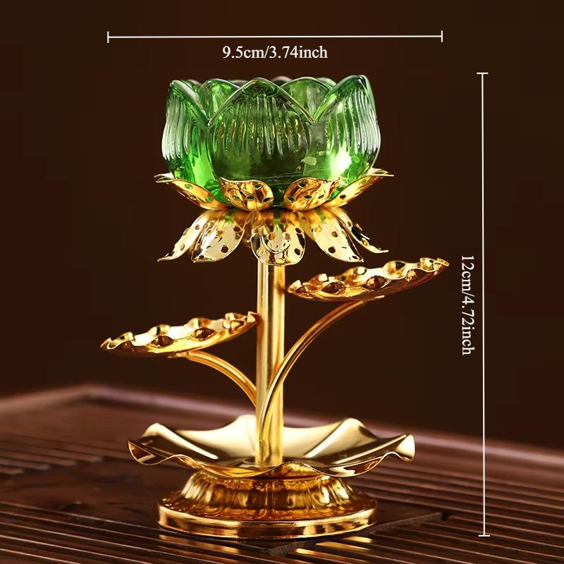 1pc Water Glazed Lotus Flower Metal Candlestick Household Sacrificial Supplies Buddhist Temple Supplies Pray for Auspiciousness