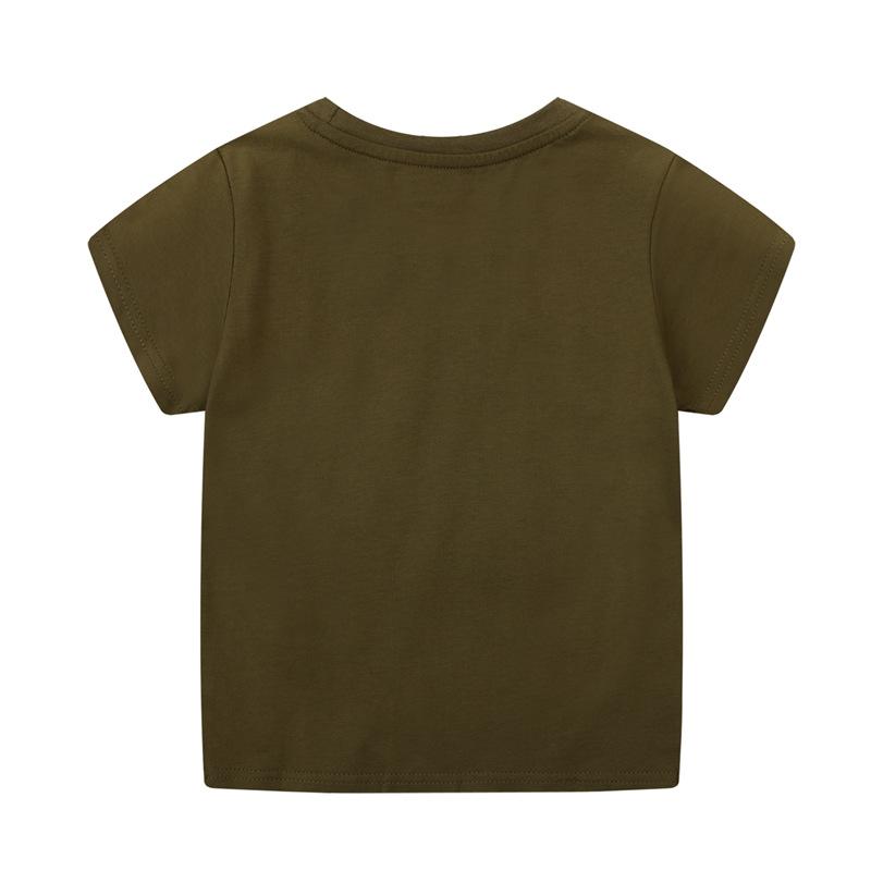 Verano Nueva Camiseta de Manga Corta para Niños Algodón Peinado Bebé Niño Cuello Redondo Top de Dibujos Animados para Niños y Niños de Mediana Edad Casual