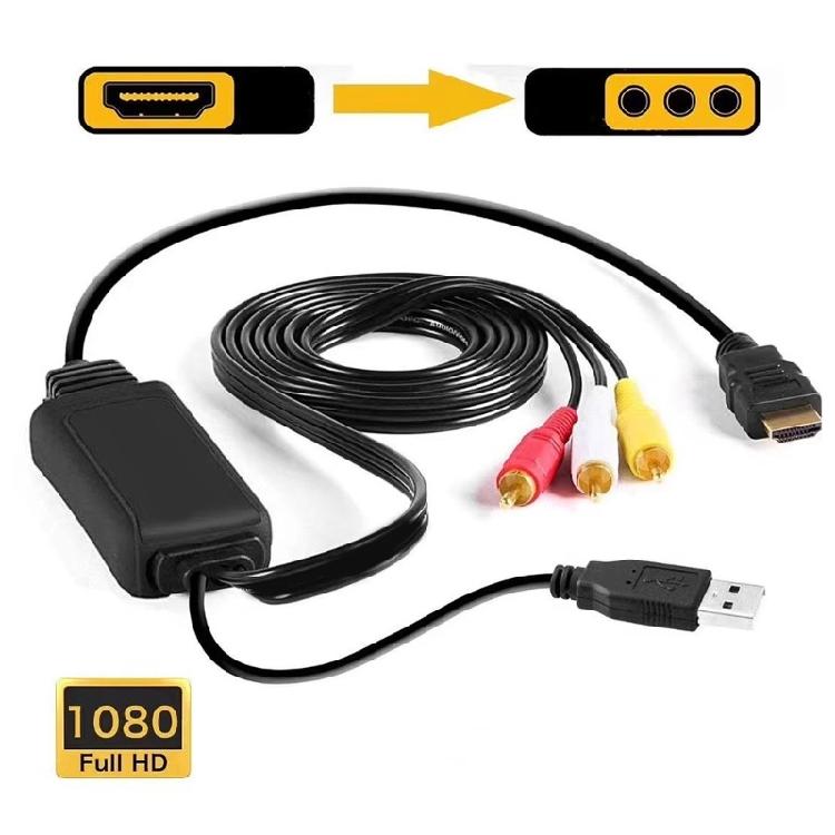 Advanced Hdmis To Avs Converter Cable 1080P Resolution USB Power Supply For Video Players Audios Video Synchronization
