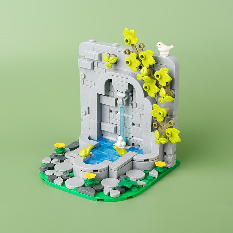 MOC Medieval City Building Blocks Medieval Accessories Bricks Medieval Town Street View Bee Farm Fountain Assembly Bricks Toys