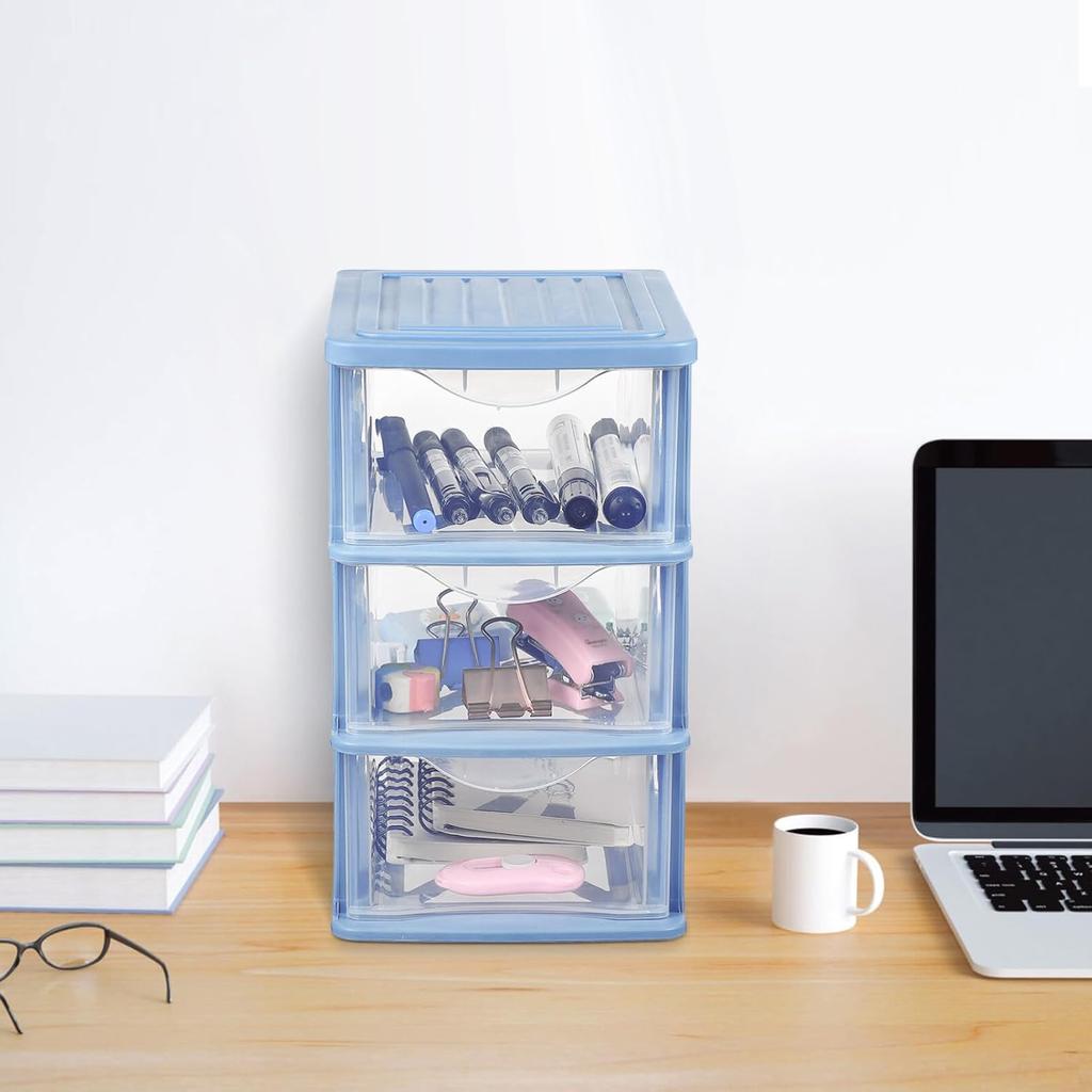 YARNOW Plastic Drawers Organizer 3 Drawer Plastic Storage Plastic Drawer Storage 5.3 x 6.8 x 9 Inch