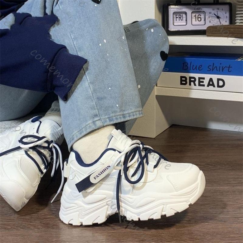 Fashion Comemore Platform Sneakers for Women Spring Autumn Casual Mesh White Fashion Lace Up Sports Shoes Chunky Mixed Color Tennis Shoe